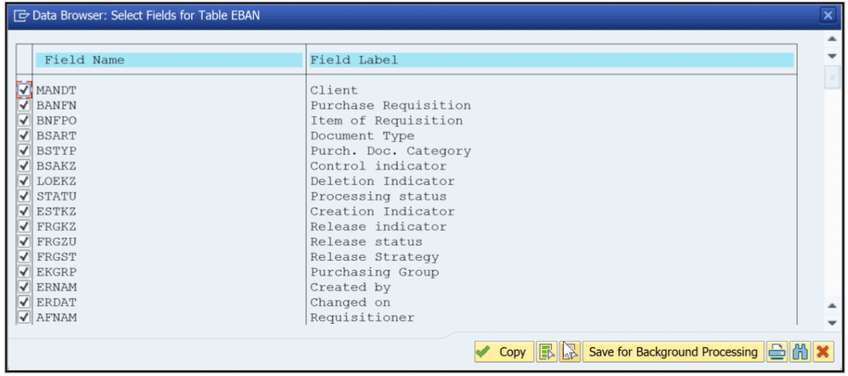 Configuration Table Filter